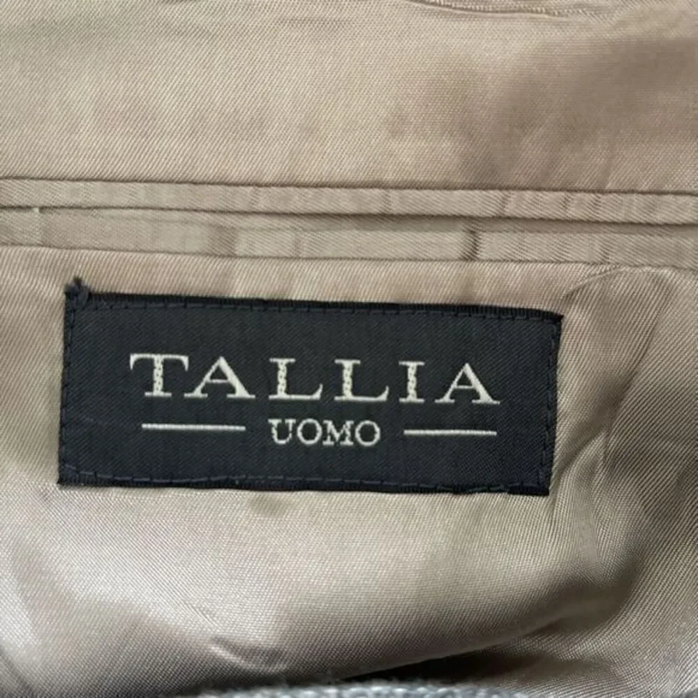 Tallia Uomo Mens 46L‎ Blazer Wool Jacket Sport Coat Ivory Gray Brown Plaid